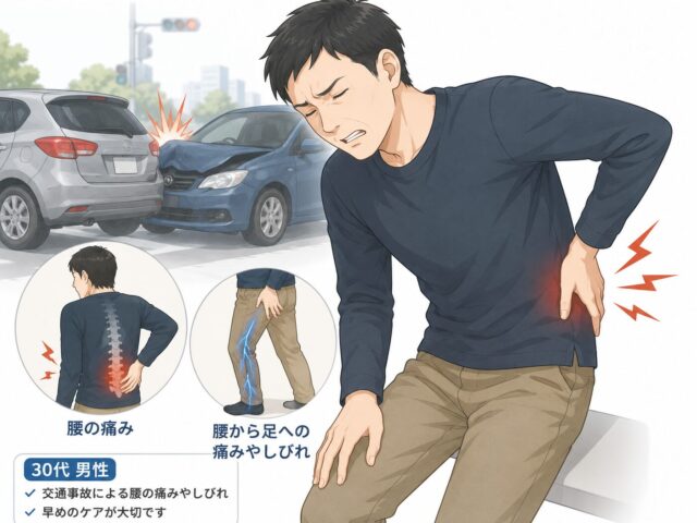 交通事故の腰の痛み、しびれ(男性30代の例)