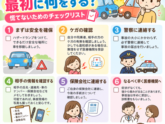 交通事故に遭ったら最初に何をする？慌てないためのチェックリスト